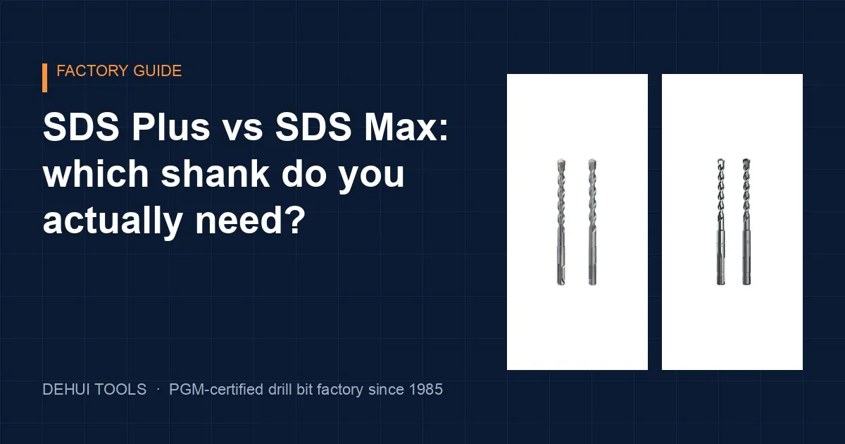 SDS Plus and SDS Max hammer drill bits side by side showing the 10 mm and 18 mm shanks